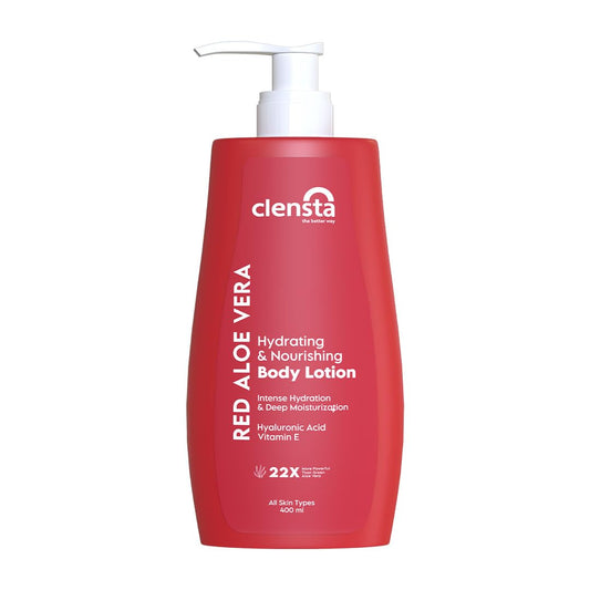 Clensta Red Aloe Vera Hydrating & Nourishing BodyLotion | 13.53 Fl Oz (400ml) | with Hyalu