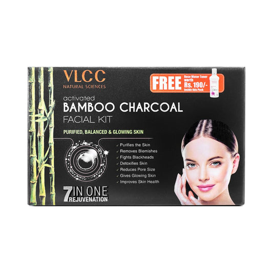 Vlcc Activated Bamboo Charcoal Facial Kit With Free Rose Water Toner - 300G + 100Ml | Anti