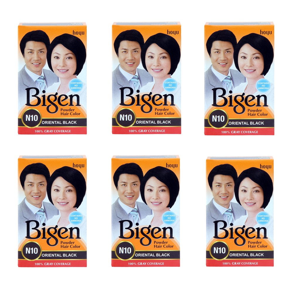 Bigen Powder Hair Color, Oriental Black N10 - Pack Of 6 (Combo Set)