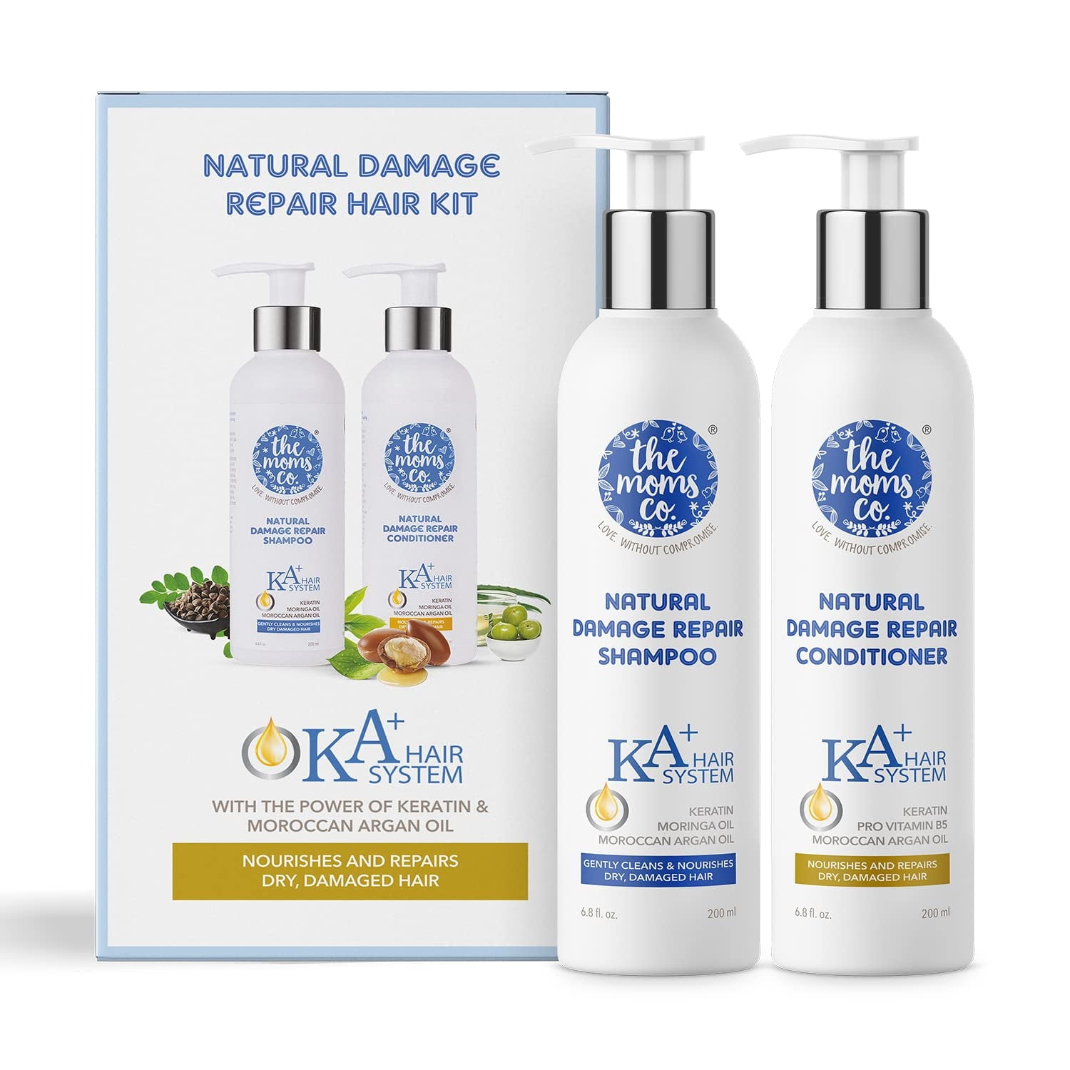The Moms Co. Natural Damage Repair KA + HairCare Kit with Hair Shampoo & conditioner with
