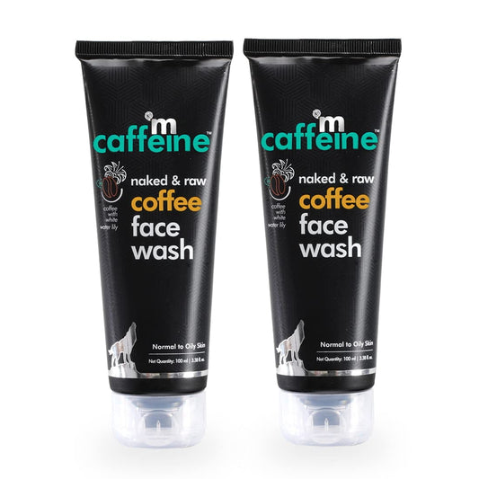 mCaffeine Naked & Raw Coffee FaceWash (Pack Of 2), 100 ml | White Water Lily | Deep Cleans