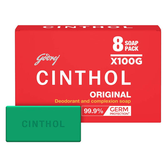 Cinthol Original Soap, 100G (Pack Of 8) | Germ Protection | Soaps For Bath | Grade 1 Soap