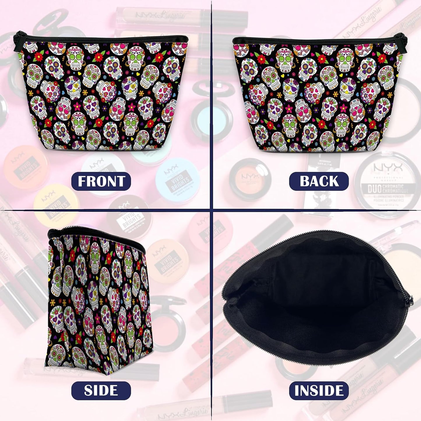 Makeup Bag Day Of The Dead Sugar Skull Cosmetic Bag