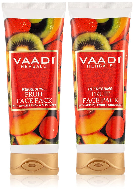 Vaadi Herbals Refreshing Fruit FacePack Apple, Lemon & Cucumber, 120 g, Pack of