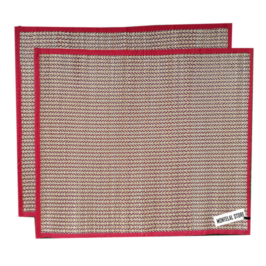 Montelal Store Kusha Grass Hand Made Sitting Mat-(Multicolor, 20 X 23 Inch) Set Of 2