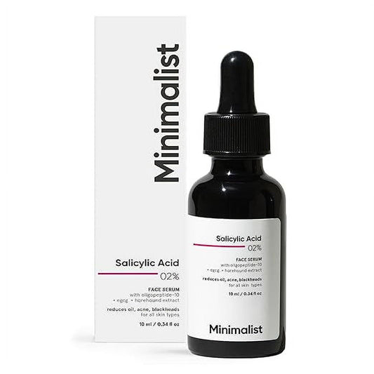 Minimalist 2% Salicylic Acid Serum For Acne, Blackheads & Open Pores | Reduces Excess Oil & Bumpy Texture | BHA Based Exfoliant for Acne Prone or Oily Skin | 10 ml Each |