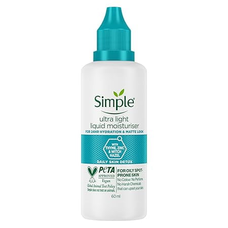 Simple Daily Skin Detox Ultra-light Liquid Moisturiser 60ml | For 24 Hr Hydration & Matte