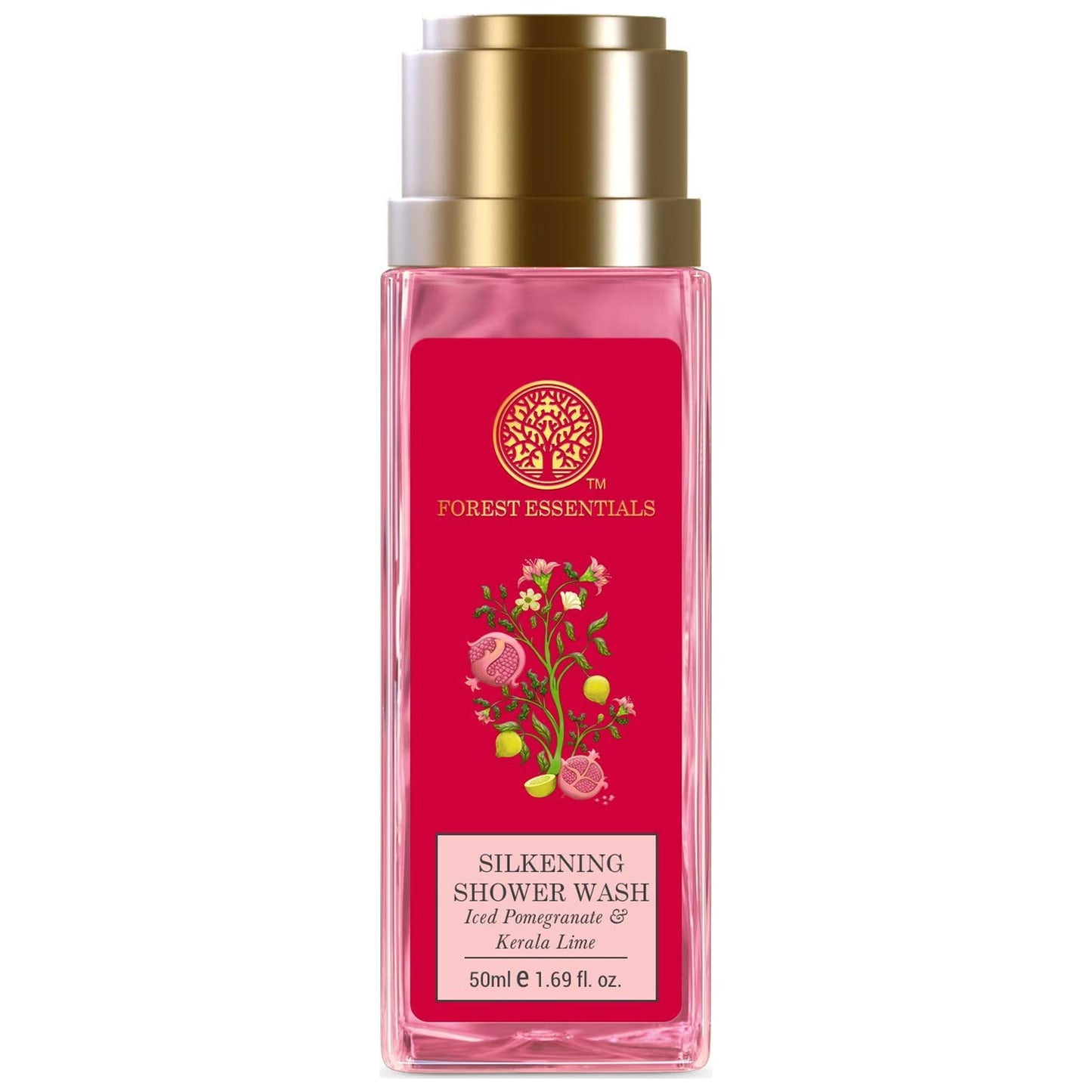 Forest Essentials Travel Size Silkening Shower Wash Iced Pomegranate & Kerala Lime | Natur