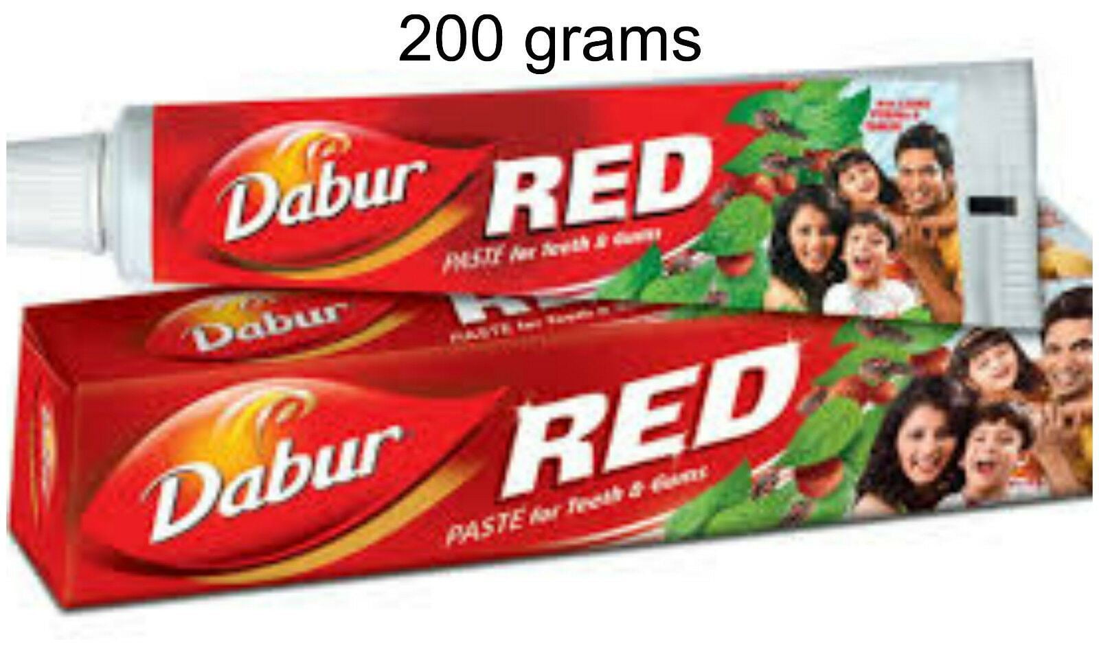 6 Tubes Dabur 200grams Each Red Herbal Toothpaste