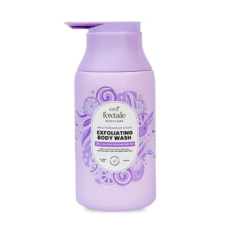 FoxTale 2% Salicylic Acid Exfoliating BodyWash With Zinc Pca|Reduces Body Acne, Strawberry