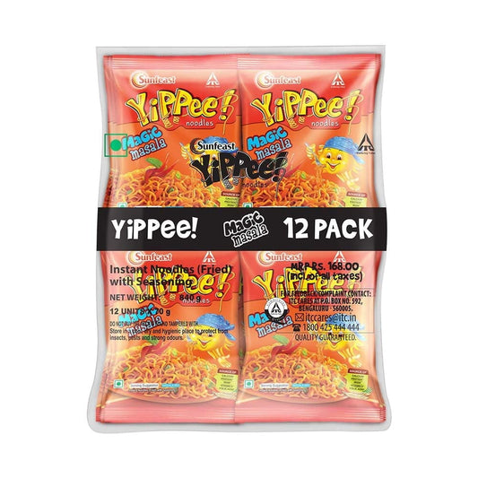 Sunfeast Yippee! Magic Masala, Instant Noodles 720G/810G/840G (Pack Of 12) ( Weight May Va