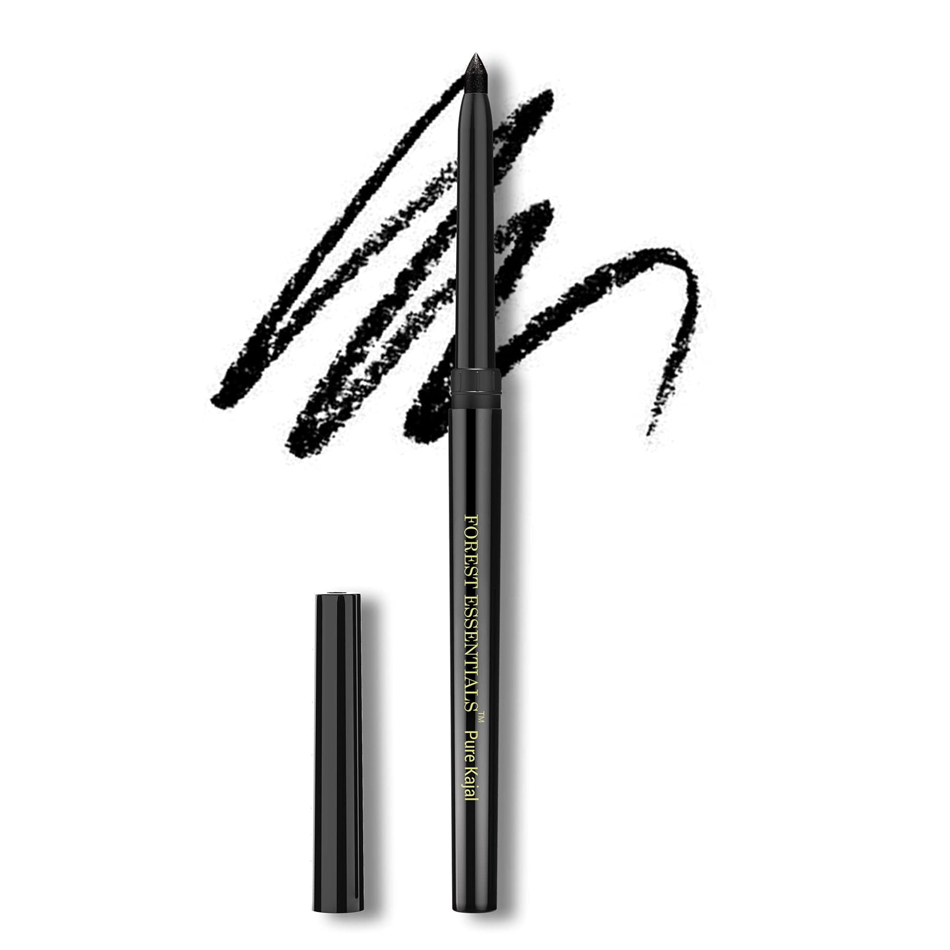 Forest Essentials Gulaab Khaas Kajal | Charcoal Black | Twist-Up, Retractable Pencil | Nat