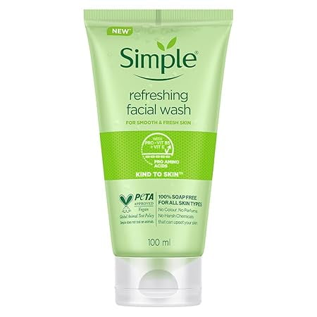 Simple Kind To Skin Refreshing Facial Wash 100 ml | 100% Soap-Free Facewash | For All Skin