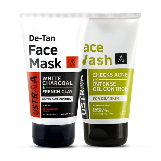 Ustraa FaceWash - Oily Skin - 100G | With Basil & Key Lime - For Acne-Prone Skin | Checks