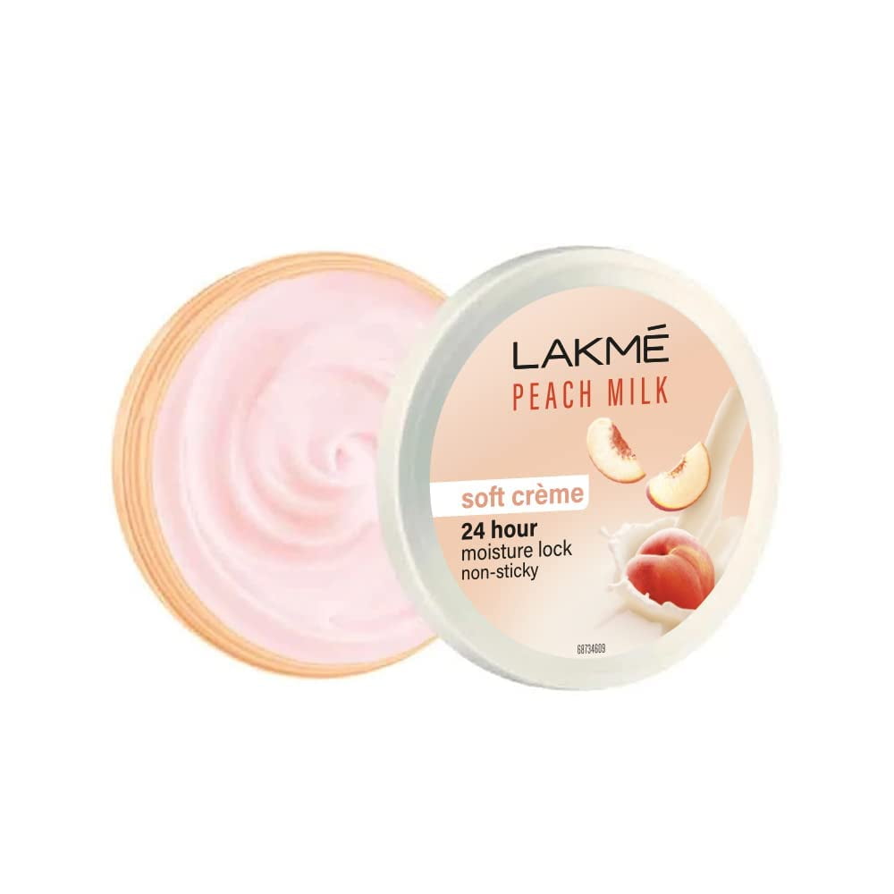 LAKMÃ‰ Peach Milk Soft Creme Moisturizer 200g, Lightweight Face Cream, Non Sticky, Locks M
