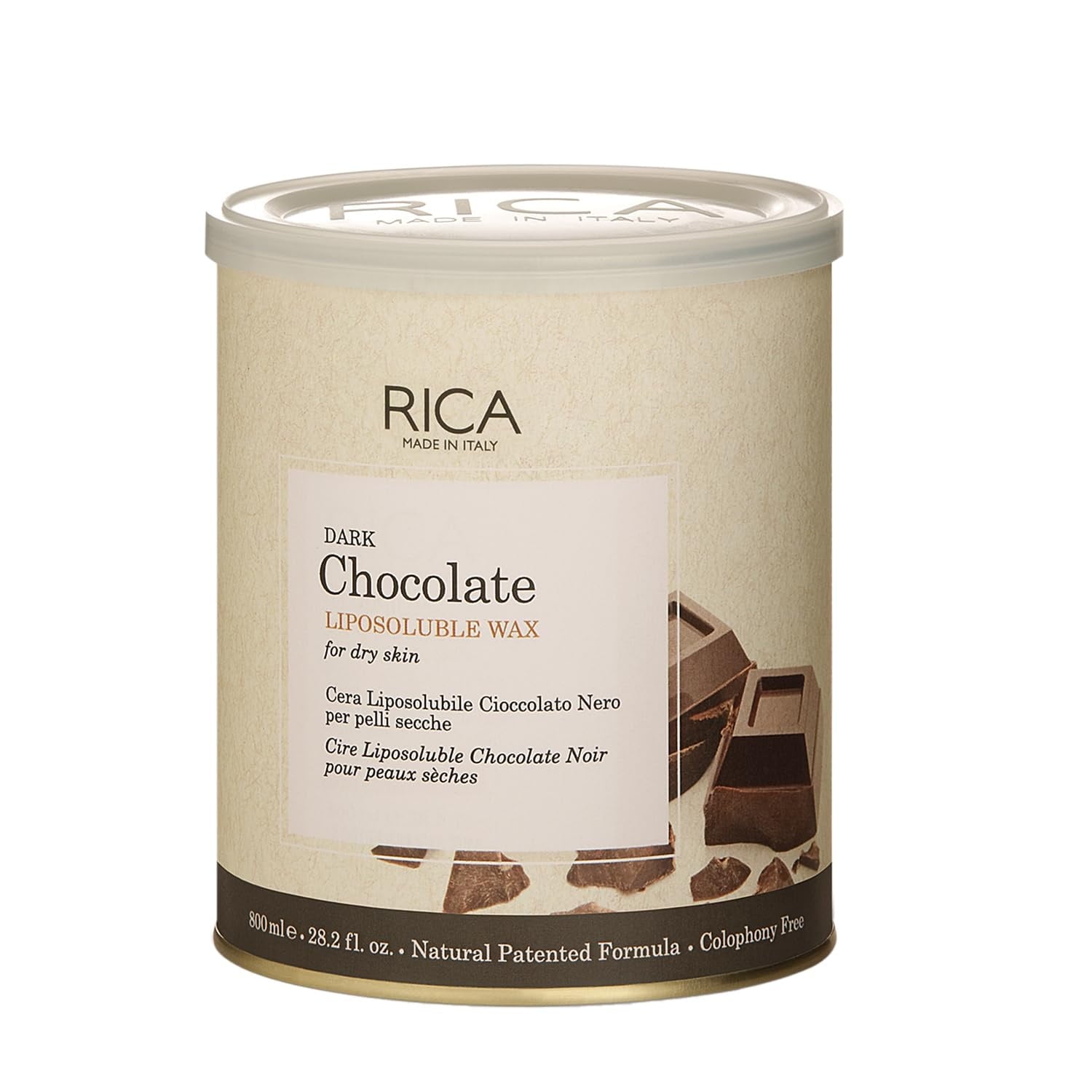 Rica Dark Chocolate Liposoluble Painless Hair Removal Wax For Men & Women| Quick & Easy Tan Removal Waxing for Dry Skin| 800 ml,
