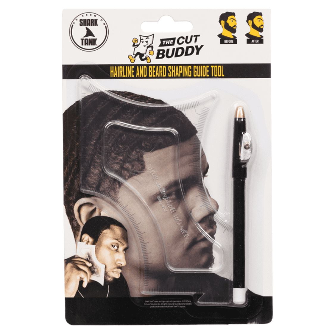 Cut Buddy Beard Shaping Tool and Haircut Guide Template with Multiple Curves and Barber Pe