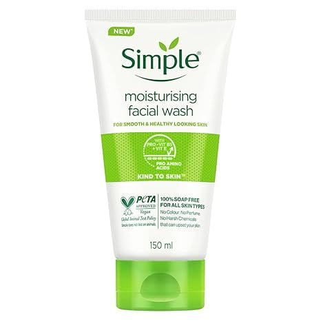 Simple Kind To Skin Moisturising Facial Wash 150 ml for normal to dry skin (pack of 2)