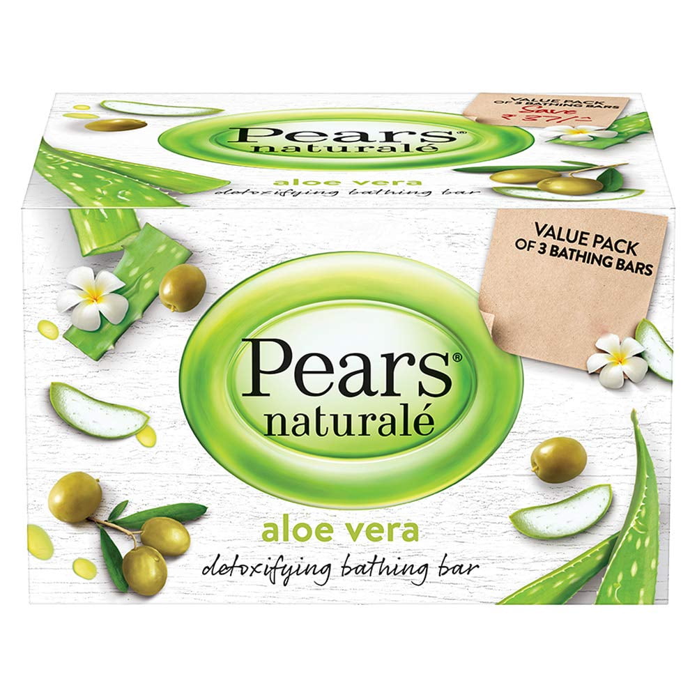 Pears Naturalé Aloe Vera Detoxifying Soap Bar, 125 g (Pack of 3)