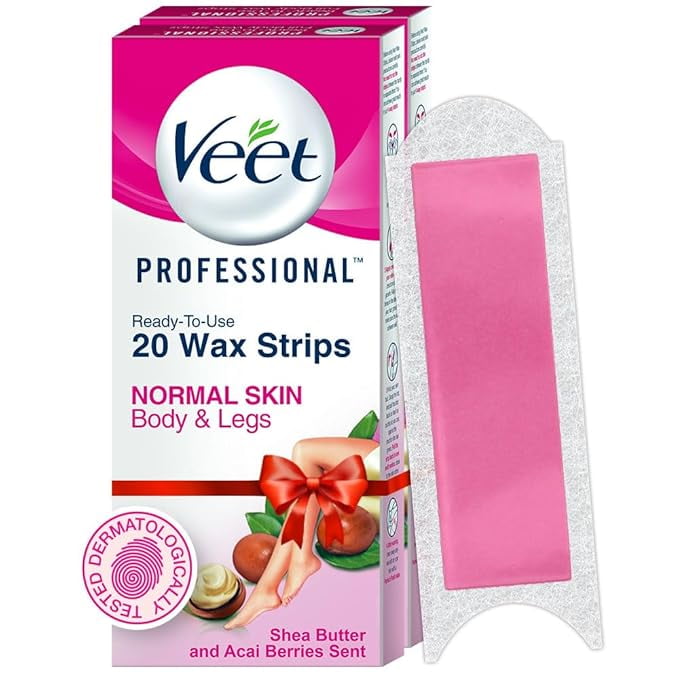 Veet Professional Waxing Strips Kit for Normal Skin, 20 Strips (Pack of 2)