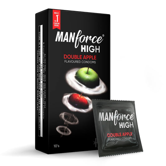 Manforce High Double Apple Flavoured Condoms For Men | 10 Pcs | Ultra Thin Condom | Lubric