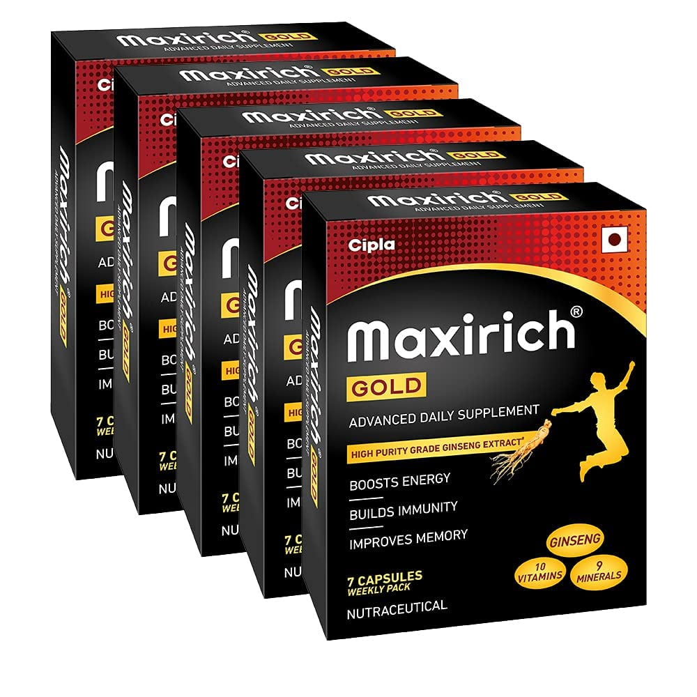 Cipla Maxirich Gold Daily Multivitamin (35 Softgels) With High Purity Grade Ginseng Extrac