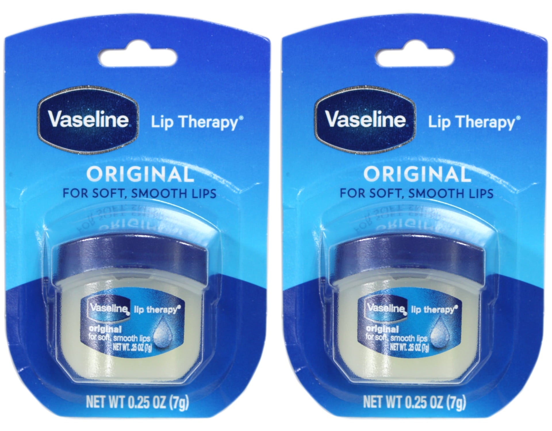 2 Pack Vaseline Original Lip Therapy for Soft, Smooth Lips, 0.25oz Each