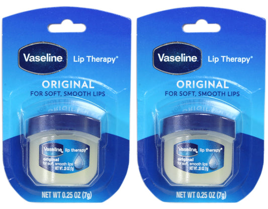2 Pack Vaseline Original Lip Therapy for Soft, Smooth Lips, 0.25oz Each