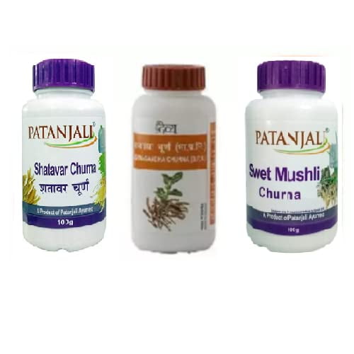 PATANJALI COMBO OF SHATAVAR, SWET MUSHLI AND ASHWAGANDHA CHURNA (100 g EACH)