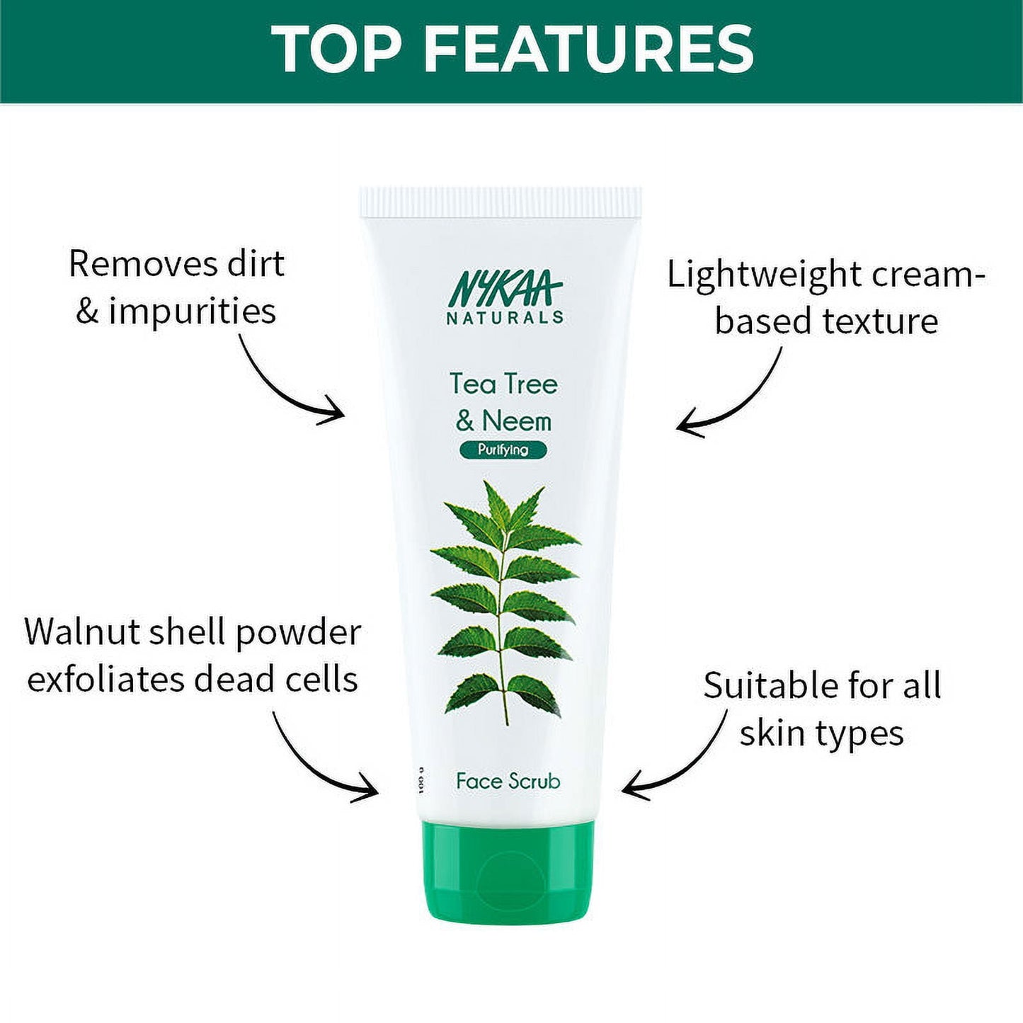 Nykaa Naturals Tea Tree & Neem Face Scrub for Purified Skin