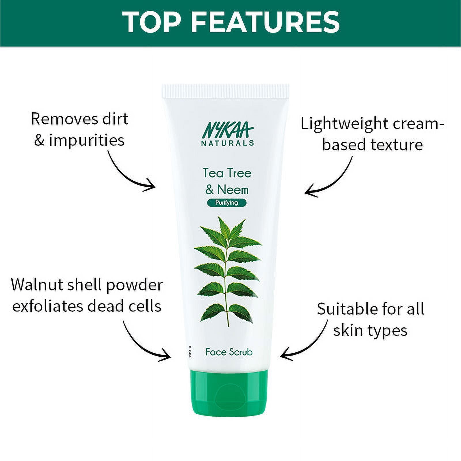 Nykaa Naturals Tea Tree & Neem Face Scrub for Purified Skin