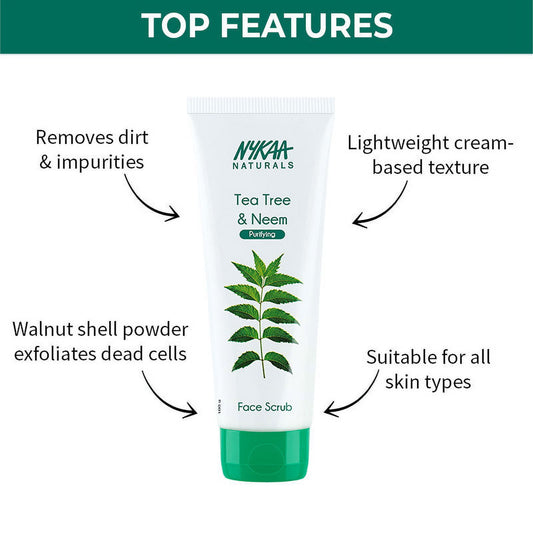 Nykaa Naturals Tea Tree & Neem Face Scrub for Purified Skin