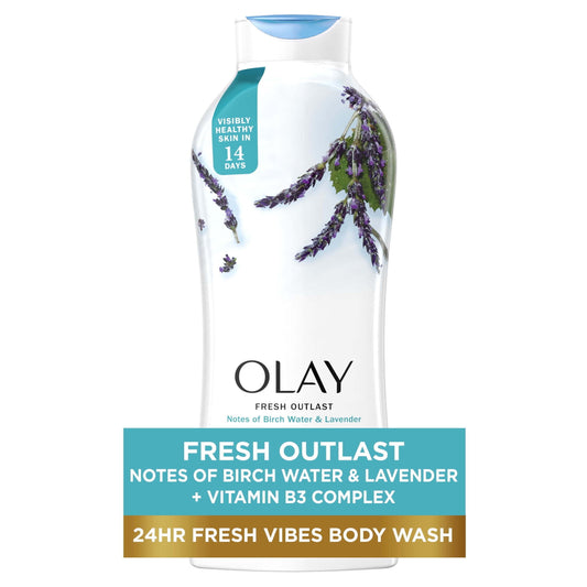 Olay Fresh Outlast Women's BodyWash, Birch Water & Lavender, 22 fl oz