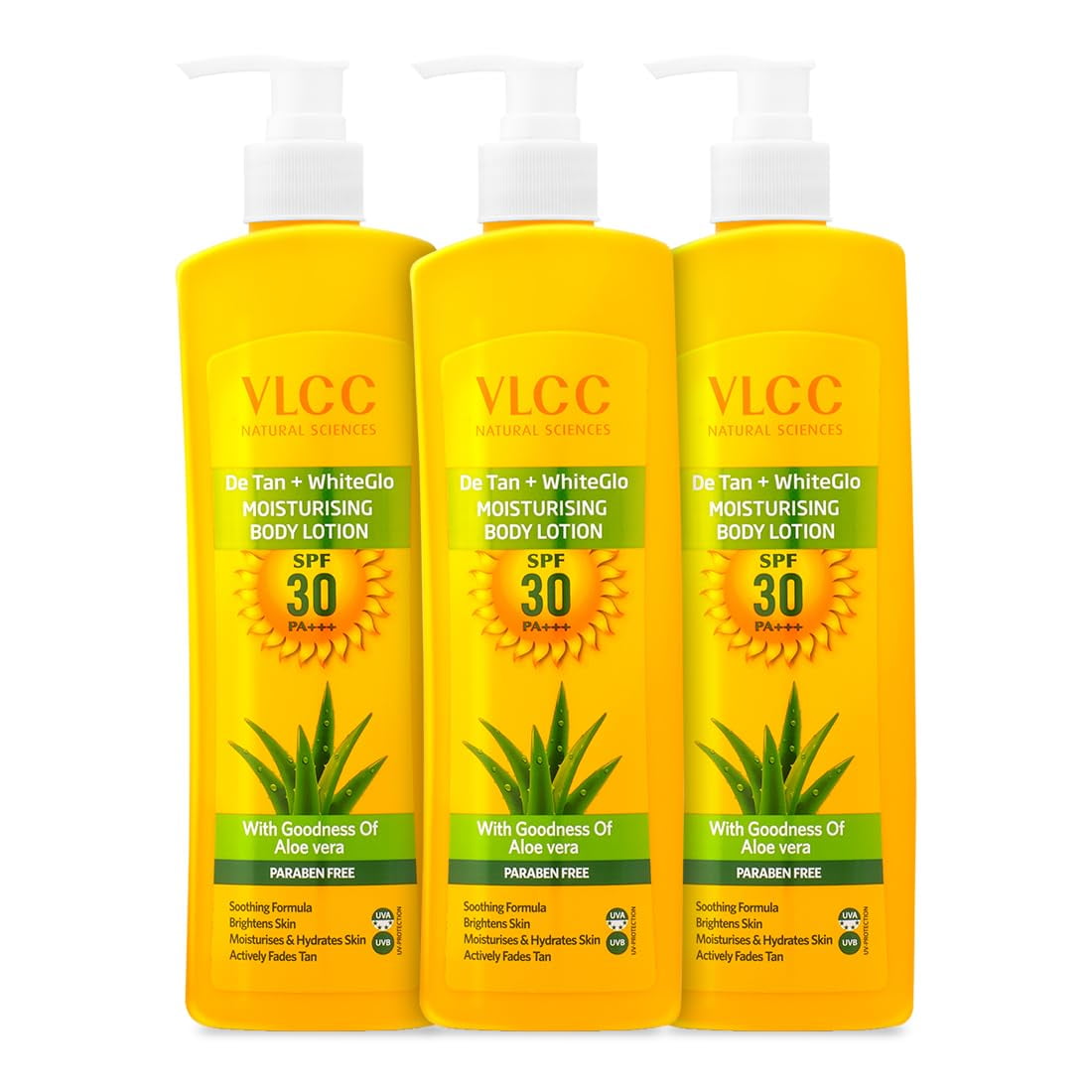 Vlcc Detan + Whiteglo Moisturising BodyLotion Spf 30 Pa+++ - 350Ml X 3 (Pack Of 3) | Brigh