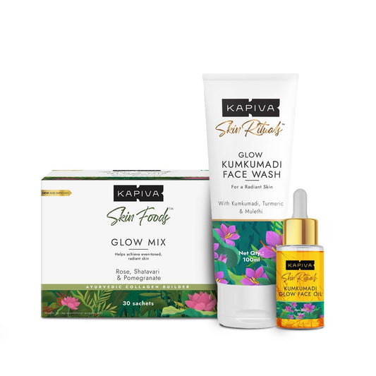 Kapiva Glow Kumkumadi FaceWash | Kumkumadi Glow Face Oil | Skin Foods Glow Mix | Reduce Pi