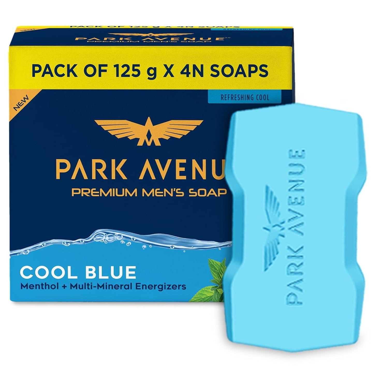 Park Avenue Premium Men's Soaps, Cool Blue, Menthol & Mineral Energizer, 4.40 oz, 4 Pack