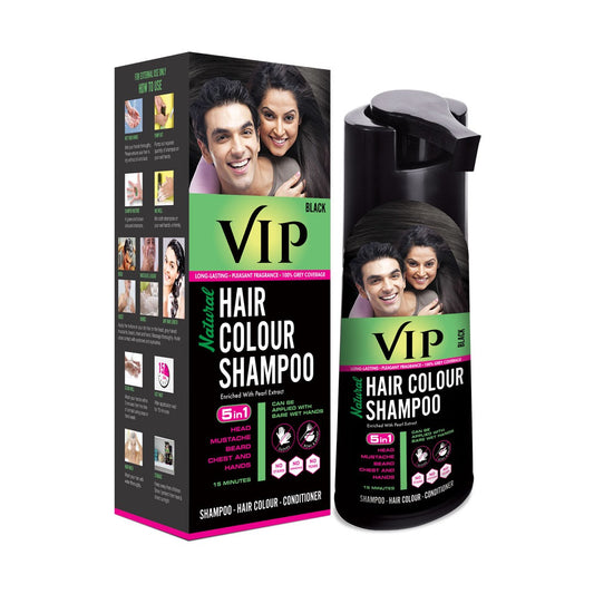 VIP NATURAL HAIR COLOUR SHAMPOO 180 ML, Black