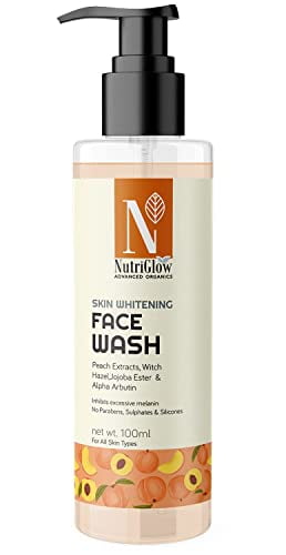 NutriGlow Advanced Organics Skin Whitening Sustainable FaceWash with Peach Extracts 100 ml