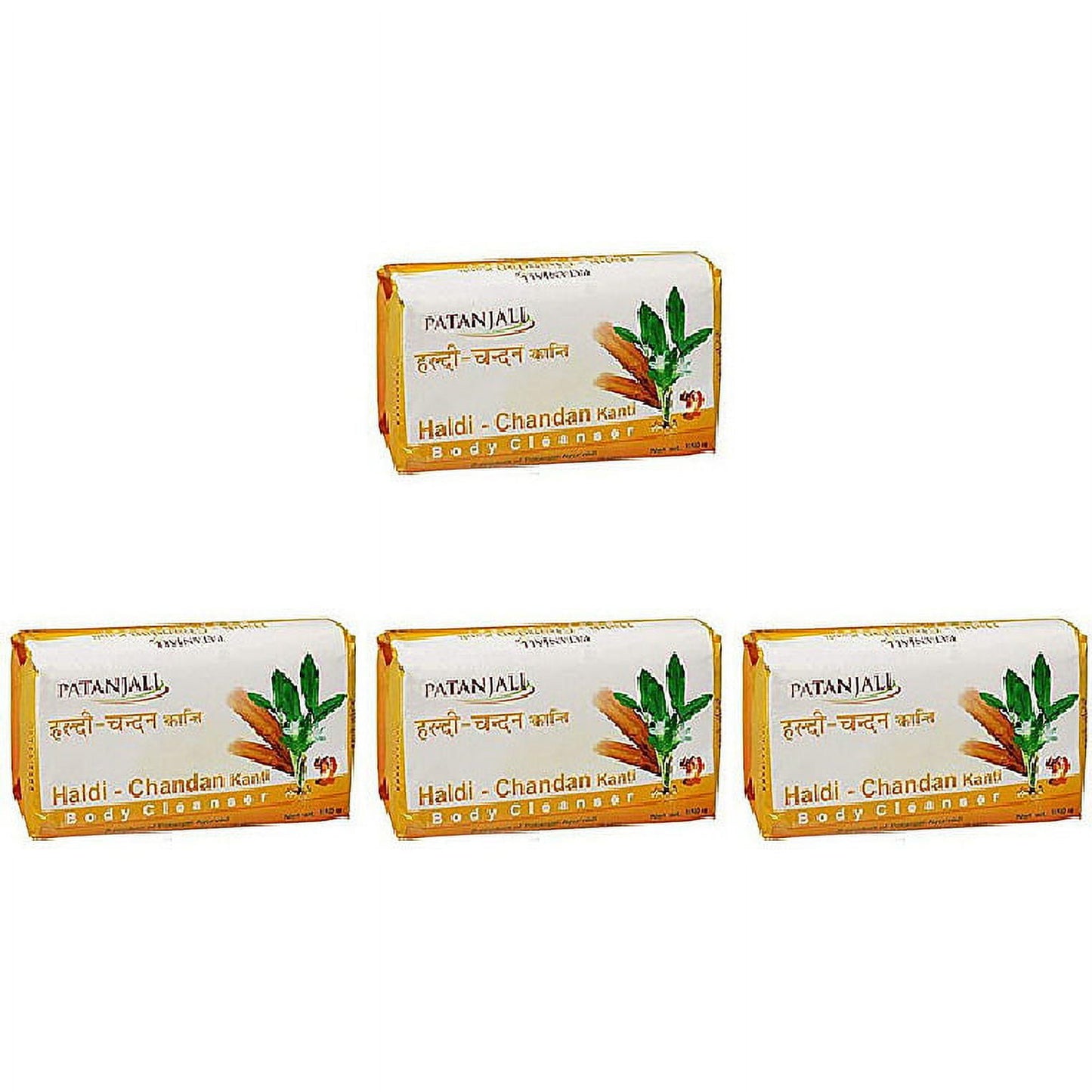 Pack Of 4 - Patanjali Haldi Chandan Kanti Body Cleanser Soap Bar - 140 Gm (4.93 Oz)