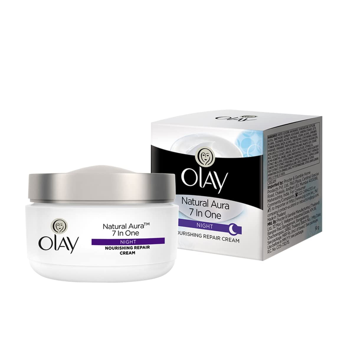Olay Natural Aura NightCream | Nourishes Skin for Healthy Glow | Fights 7 Signs of Ageing