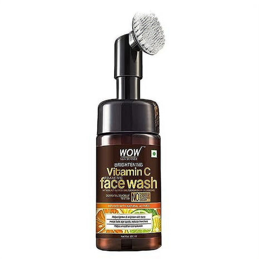 WOW Skin Science Vitamin C Exfoliating FaceWash With Brush, Soft, Silicones Bristles, Foam