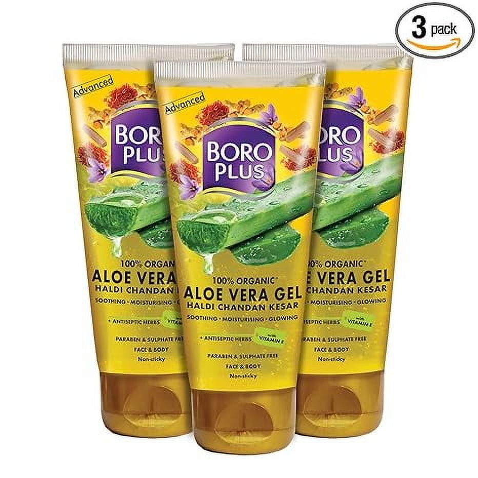 BOROPLUS Aloe Vera Gel with Haldi, Chandan & Kesar Rich in Vitamin E and Antiseptic Herbs Anti-ageing Free from Parabens
