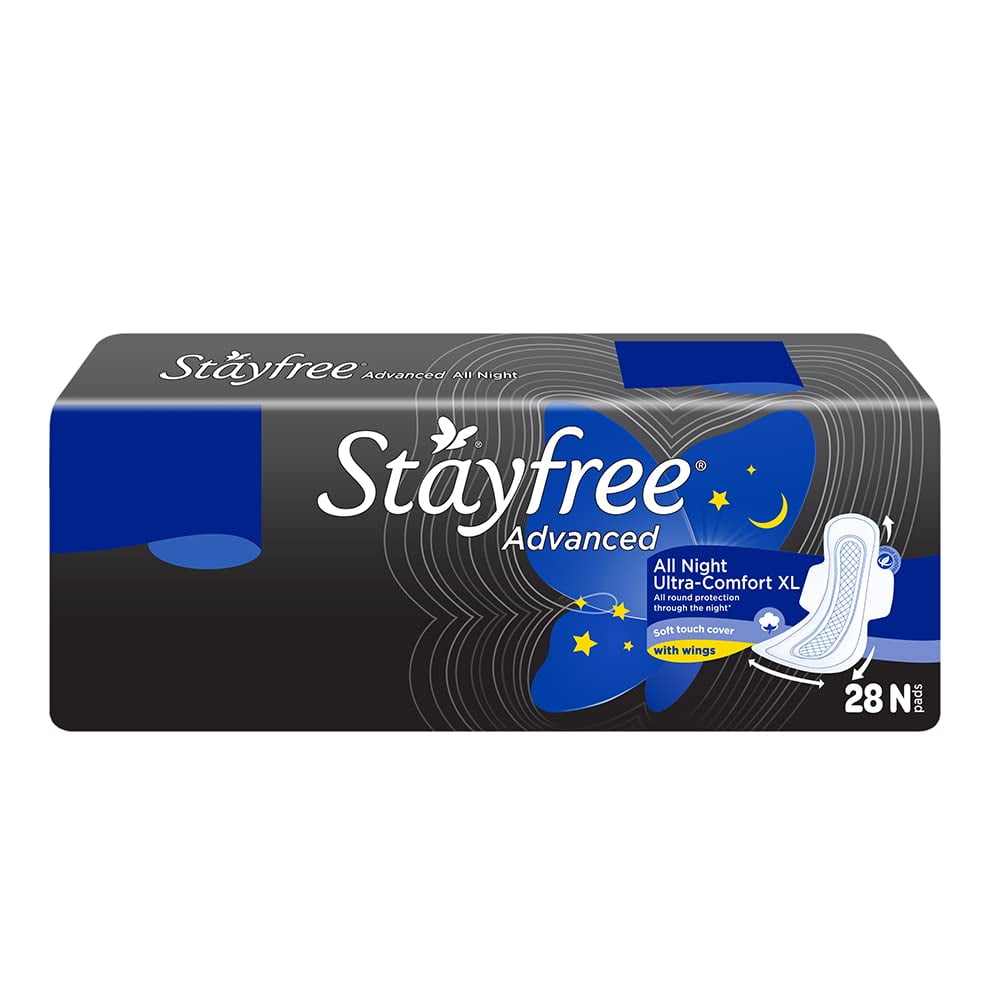 Stayfree Advanced Xxl|28 Pads|All Night Ultra Comfort Sanitary Pads For Women|Convert Heav