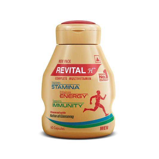 Revital H Multivitamin For Men (60 Capsules) With Natural Ginseng, Zinc, 10 Vitamins & 8 M