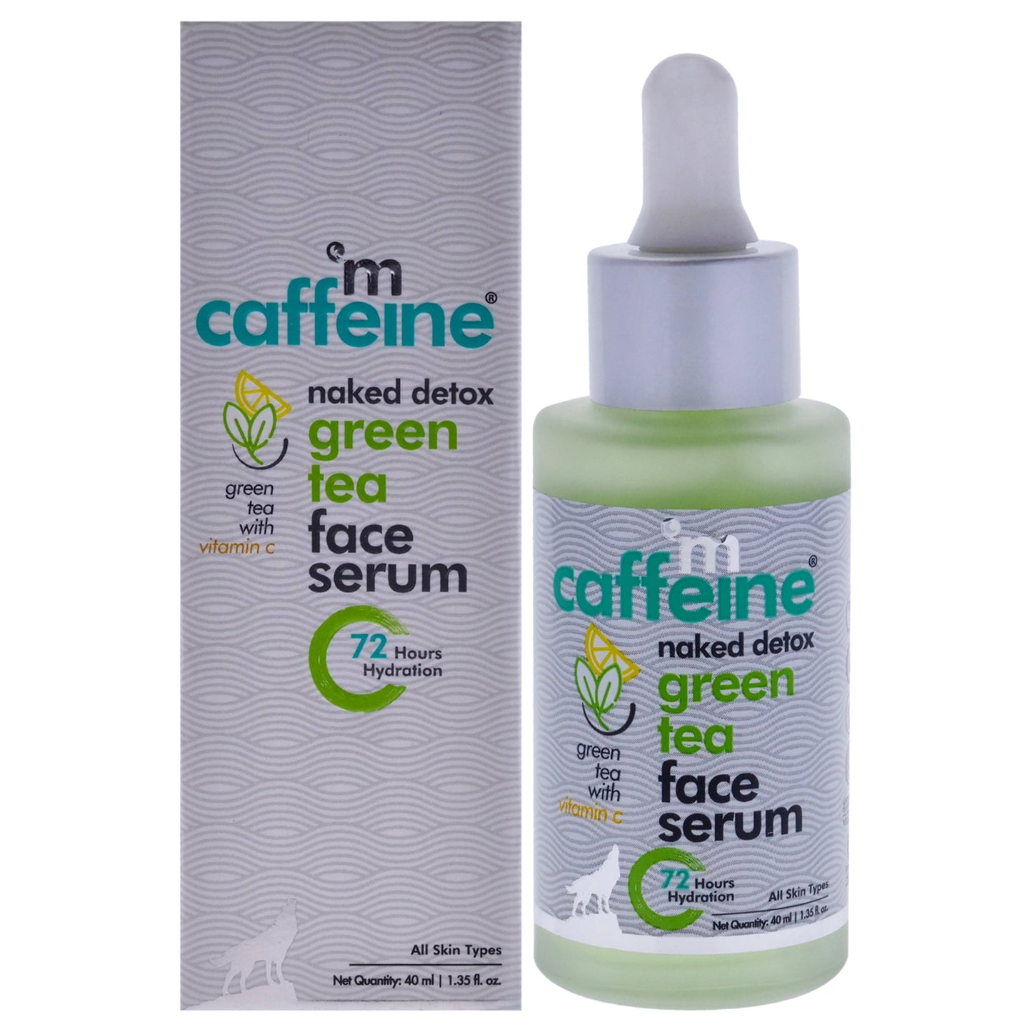 Naked Detox Green Tea FaceSerum - Vitamin C - All Skin Types by mCaffeine for Unisex - 1.3