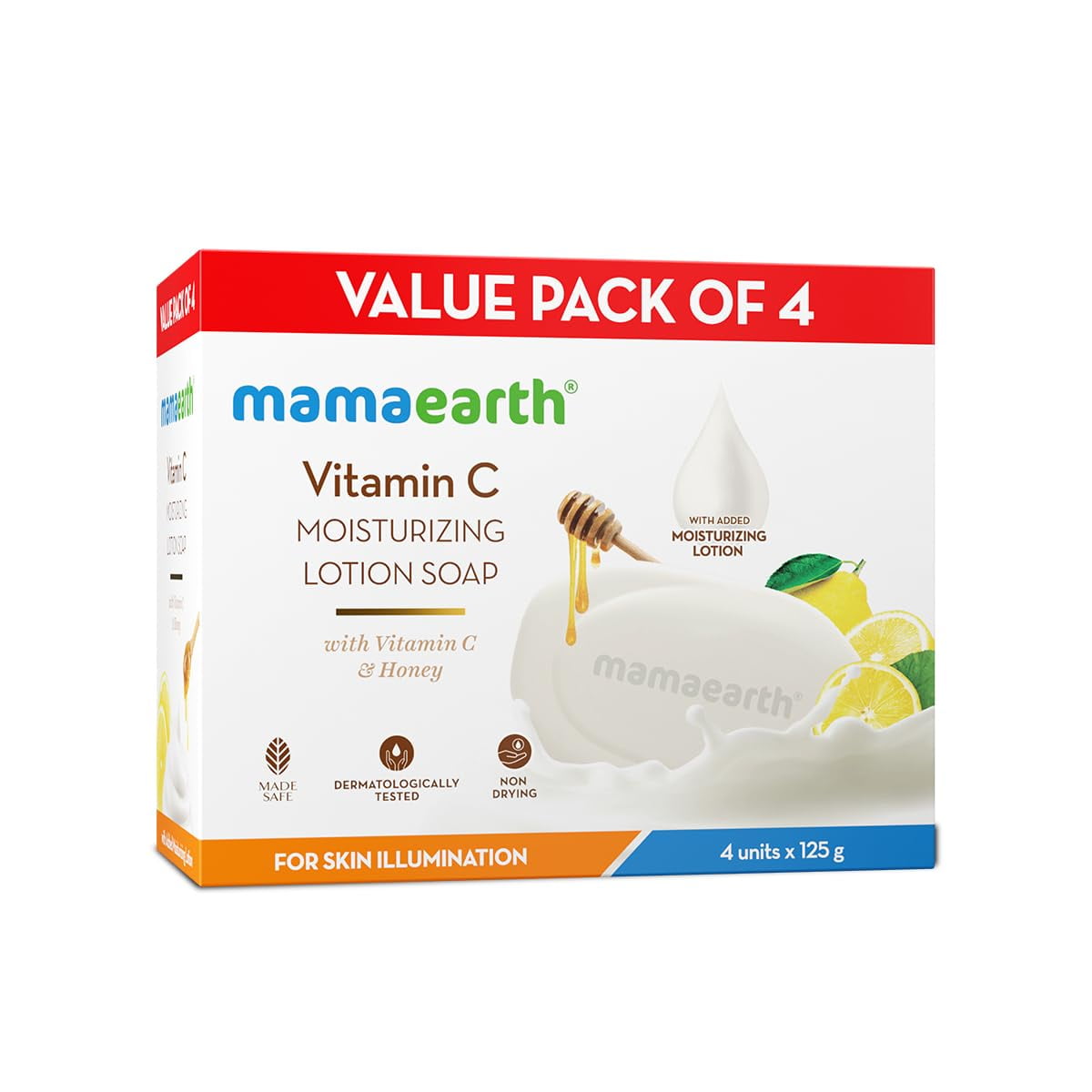 Mamaearth Vitamin C Moisturizing Lotion Soap(Value Pack Of 4) - 125 G X 4 Units | Deeply C