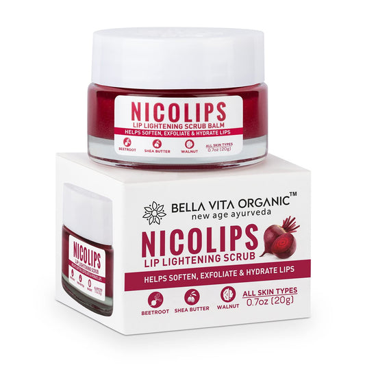 Bella Vita Organic NicoLips Lip Scrub Balm Brightening Dark Lips for Men and Women Dry Lip