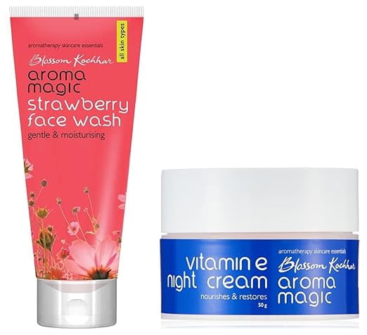 Aroma Magic Vitamin E NightCream, 50G & FaceWash 100 Ml (Strawberry)
