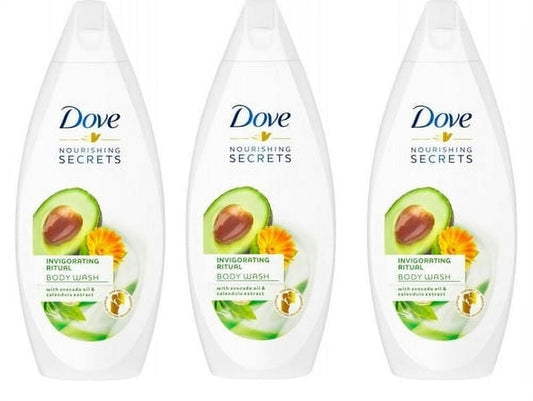Dove Invigorating Ritual BodyWash w/ Avocado Oil & Calendula, 500ml / 16.9 oz(Pack of 3)