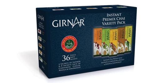 Girnar Instant Tea Premix Variety Cardamom Masala Ginger Lemon Pack 36 Sach - Girnar Tea